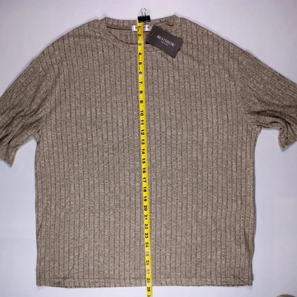 BestShow Shirts Womens L Beige Knit Soft Stretch Casual Shirt Fits24.25x28.5 NEW - Picture 6 of 8